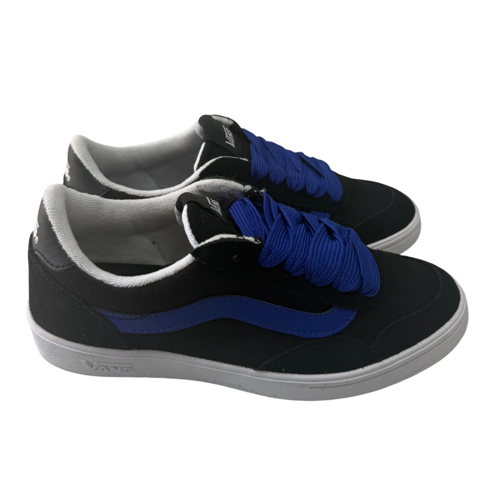 Vans Comfycush Kids Black Blue Low Top Skate Sneakers Size 5 Youth 6.5 Women New